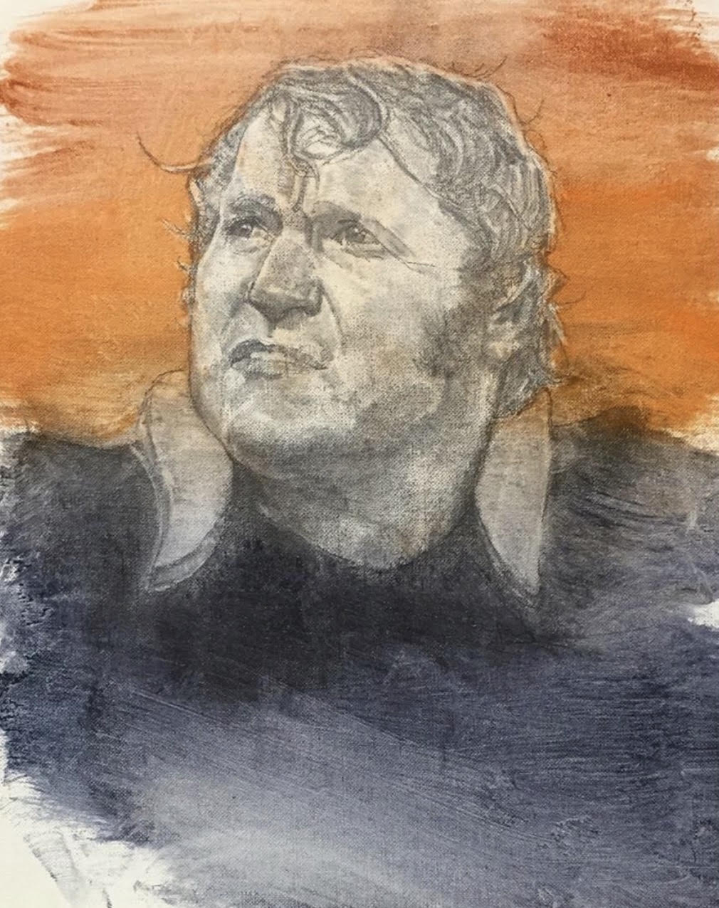 Jim Otto graphite drawing with oil color wash by Scott Myers